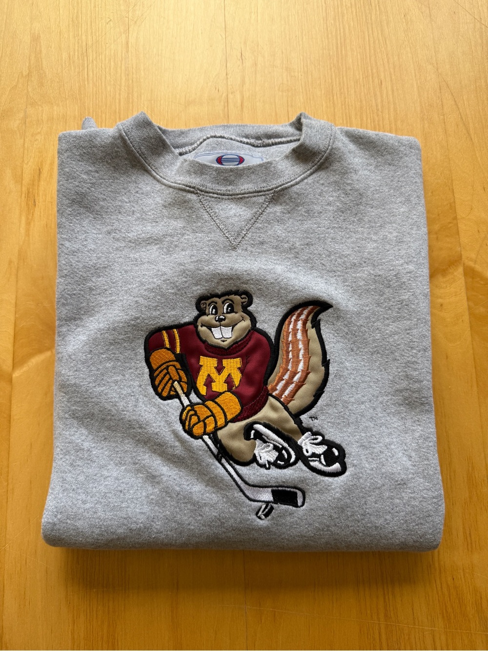 Vintage Minnesota Golden Gophers Hockey Crewneck Sweatshirt XL Gray Embroidered